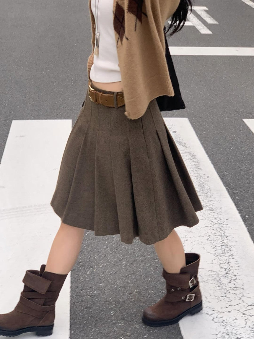 Muse pleated skirt-2col