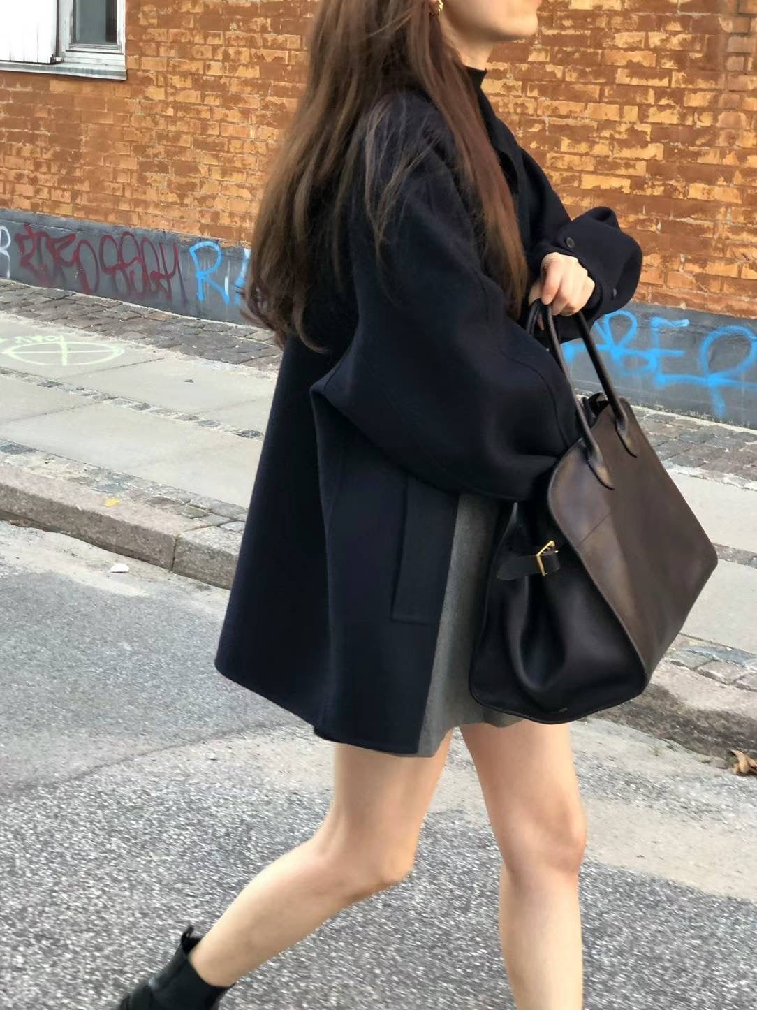 Ounce cashmere half handmade coat-2col