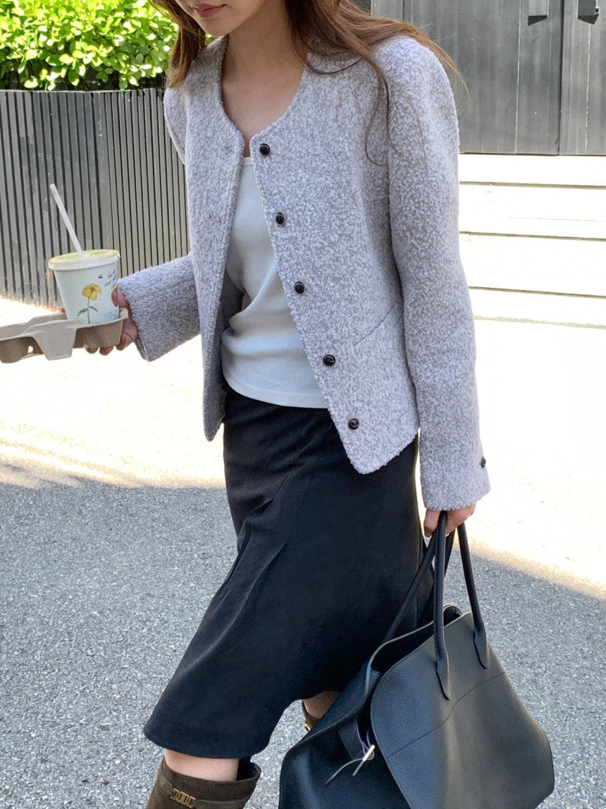 Blanc wool boucle tweed jacket-2col