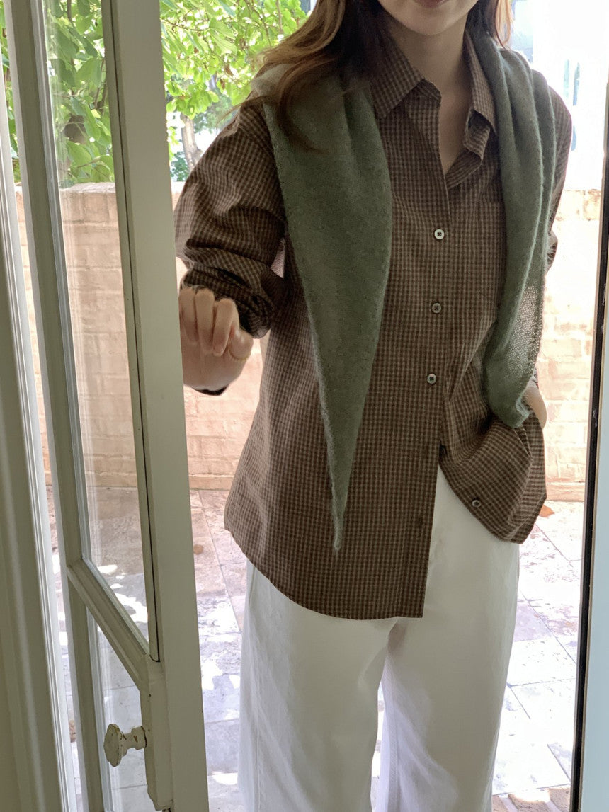 Velour pitch check shirt-2col