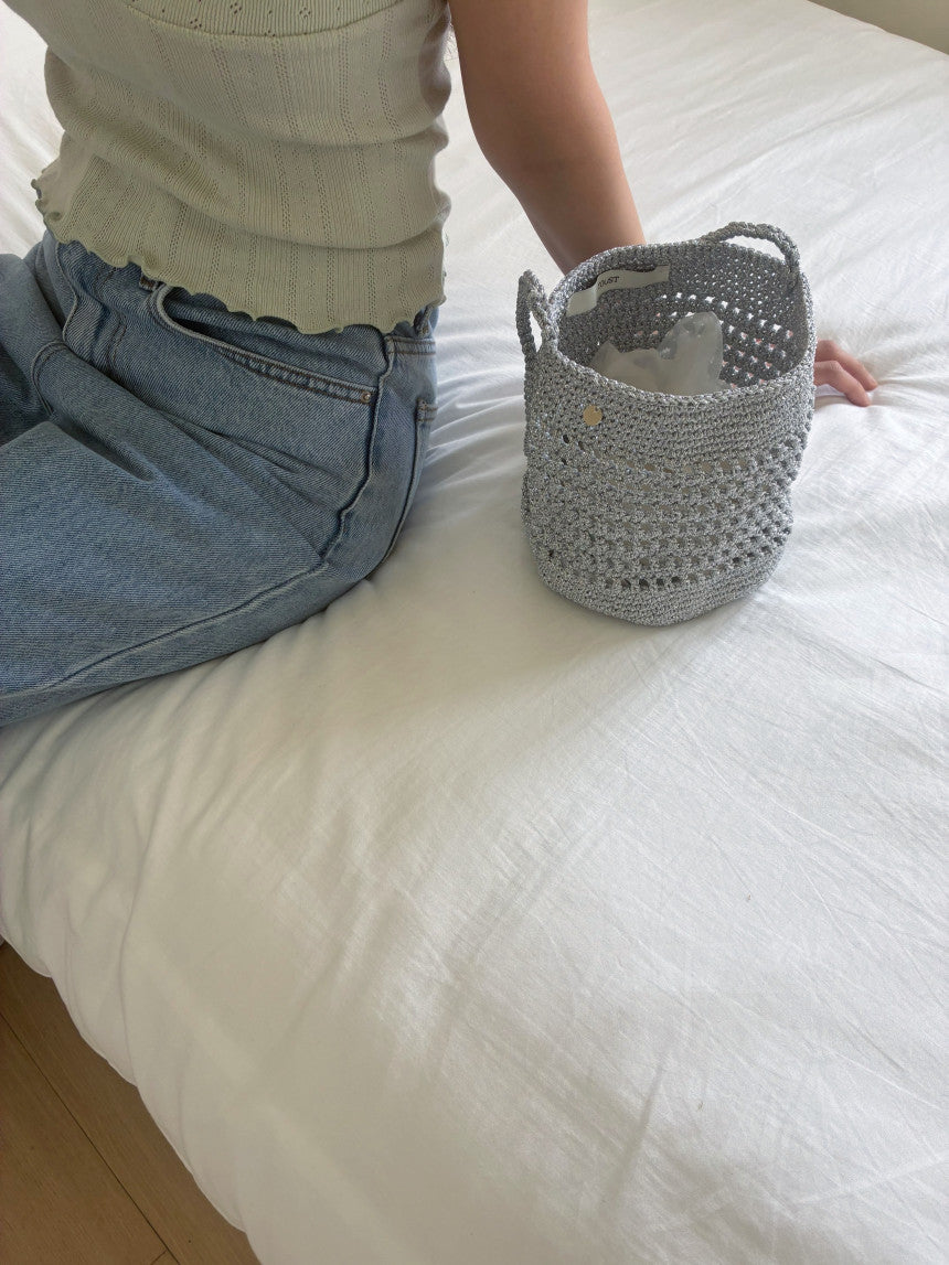 即納 pompom knit bag