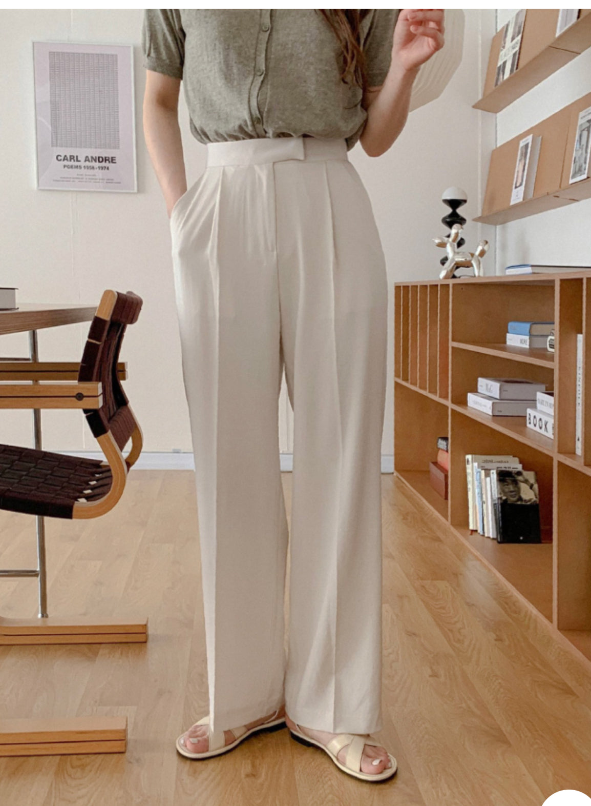 Summer linen semi-wide slacks-4col/ショート丈あり