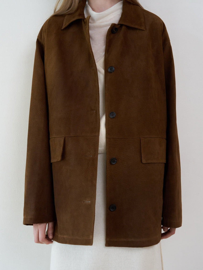 Louise pig leather suede half jacket-2col