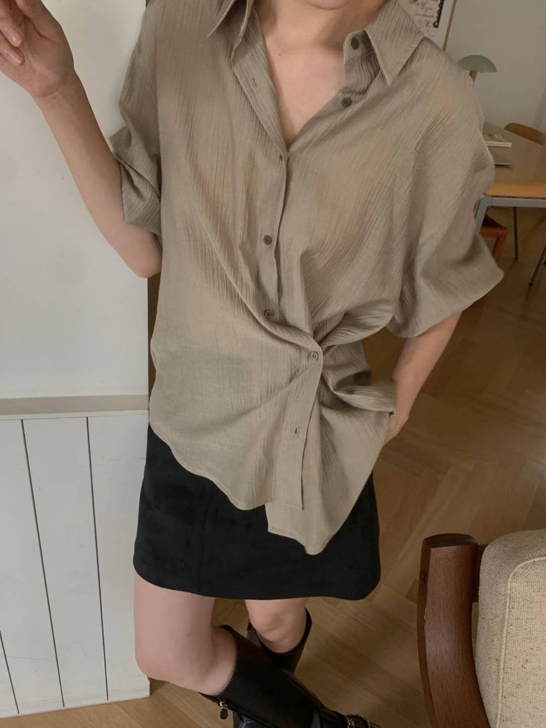 pleats 2way blouse-3col