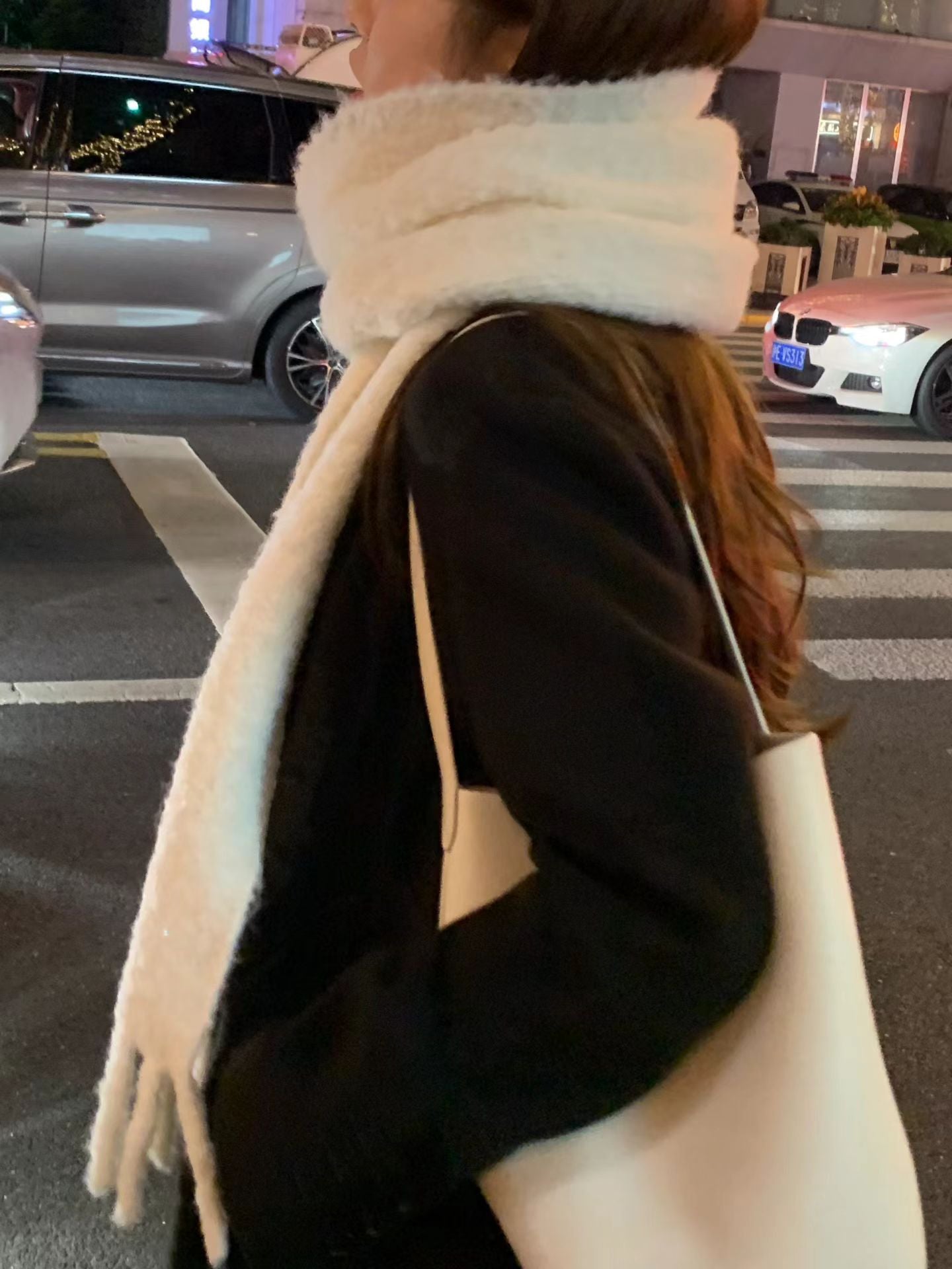 Ounce fluffy alpaca wool boucle muffler-2col