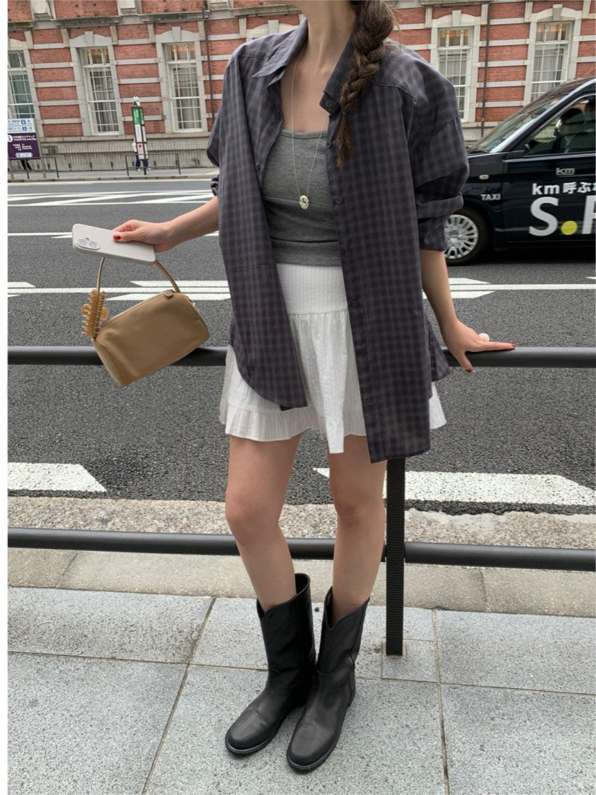 charcoal即納 Foby check shirt-3col