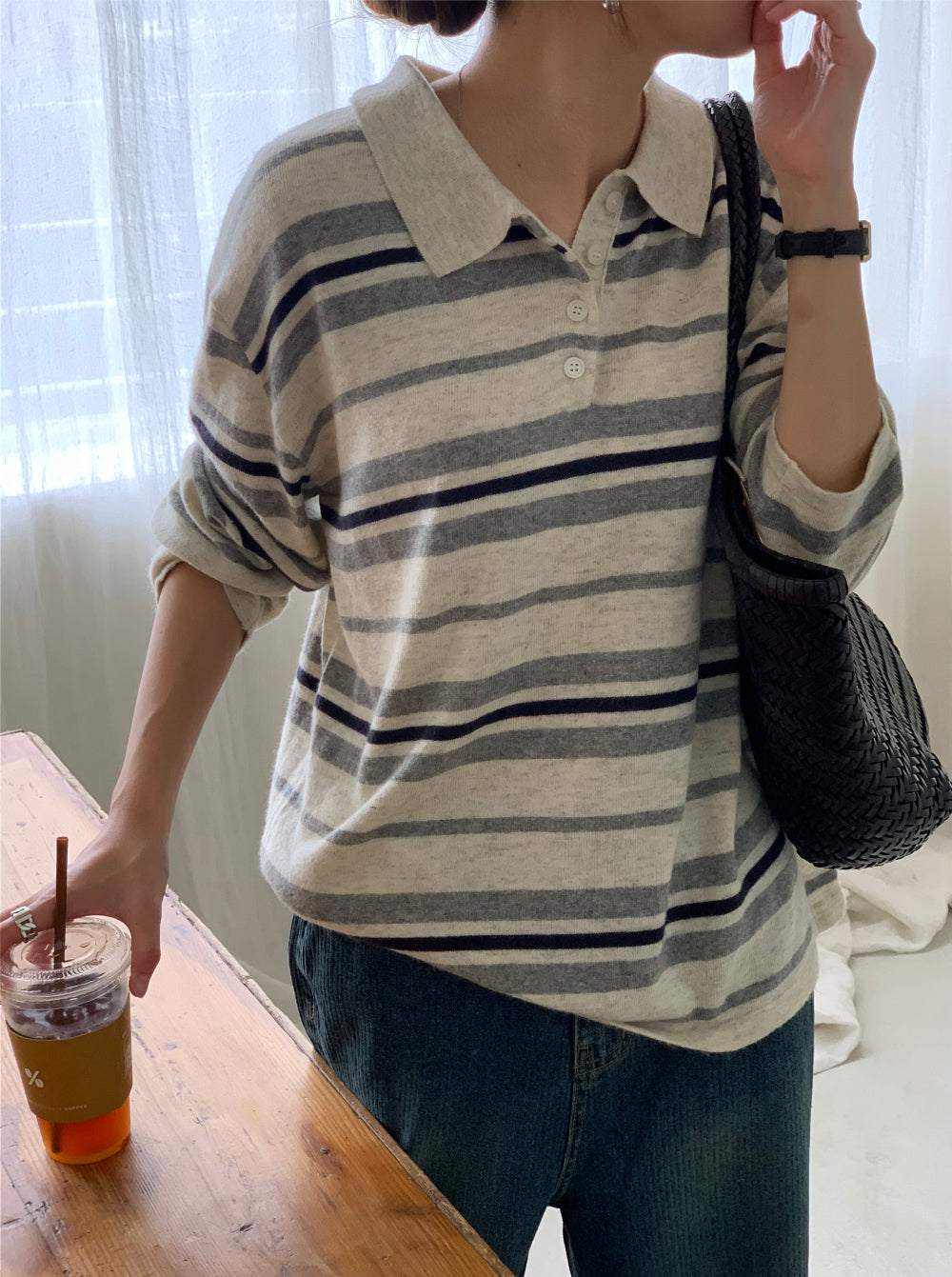 Greek collar knit-3col