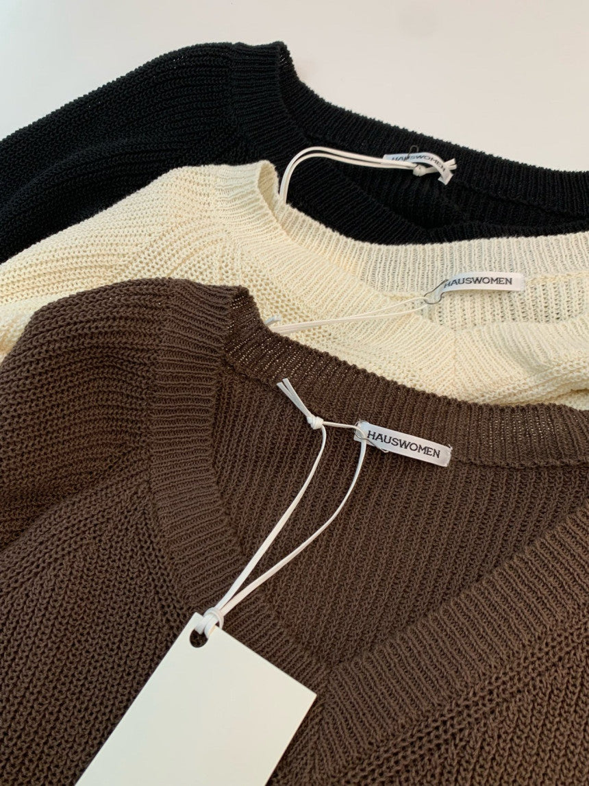 cream即納 Haus fani loose fit knit-3col