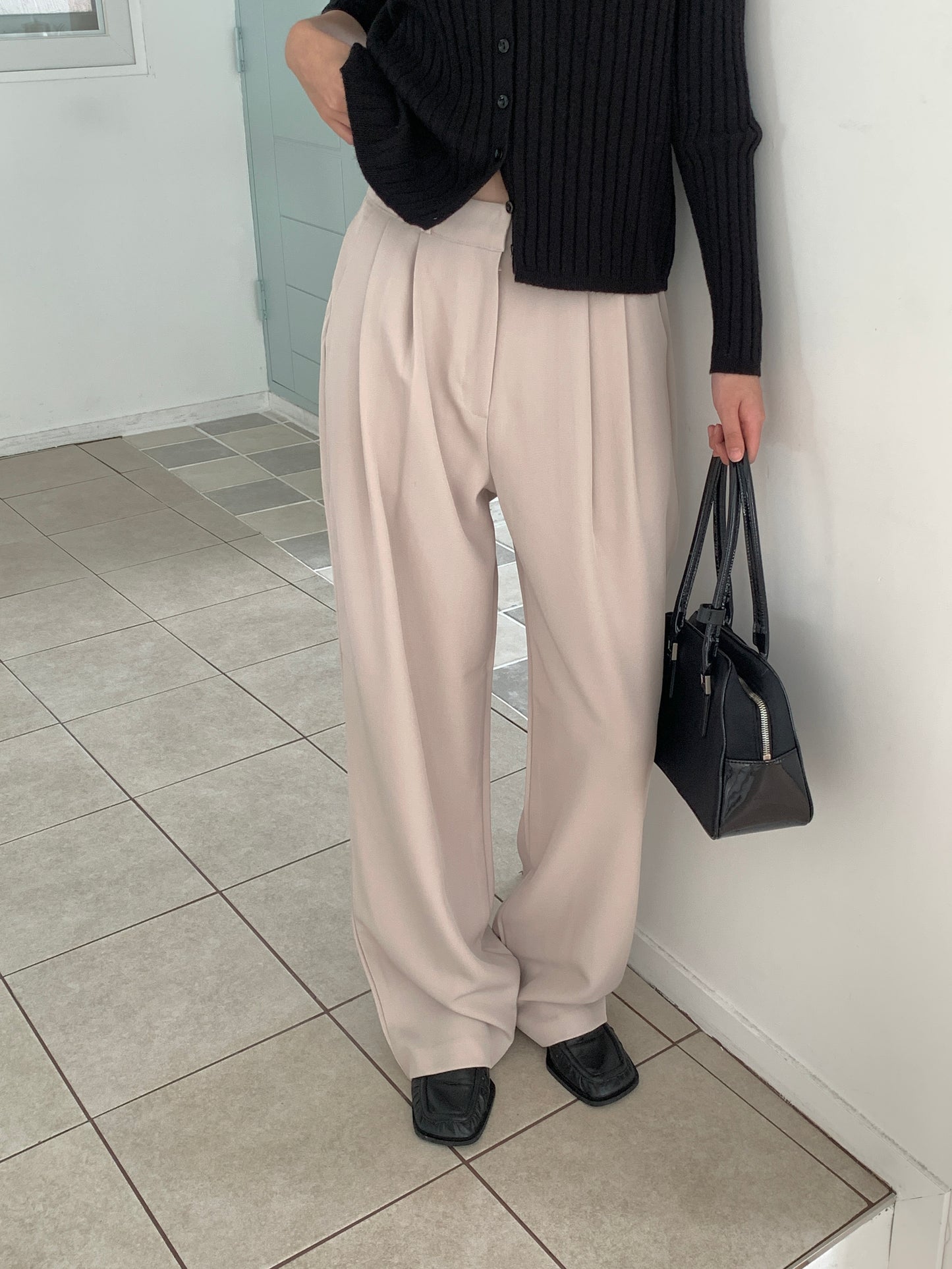 Fw two-pin tuck wide slacks-5colショート丈あり