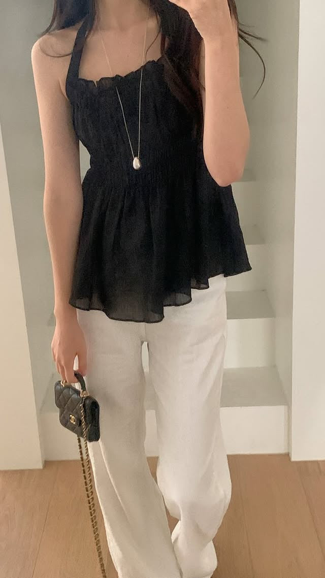 Lucien halter neck blouse-2col