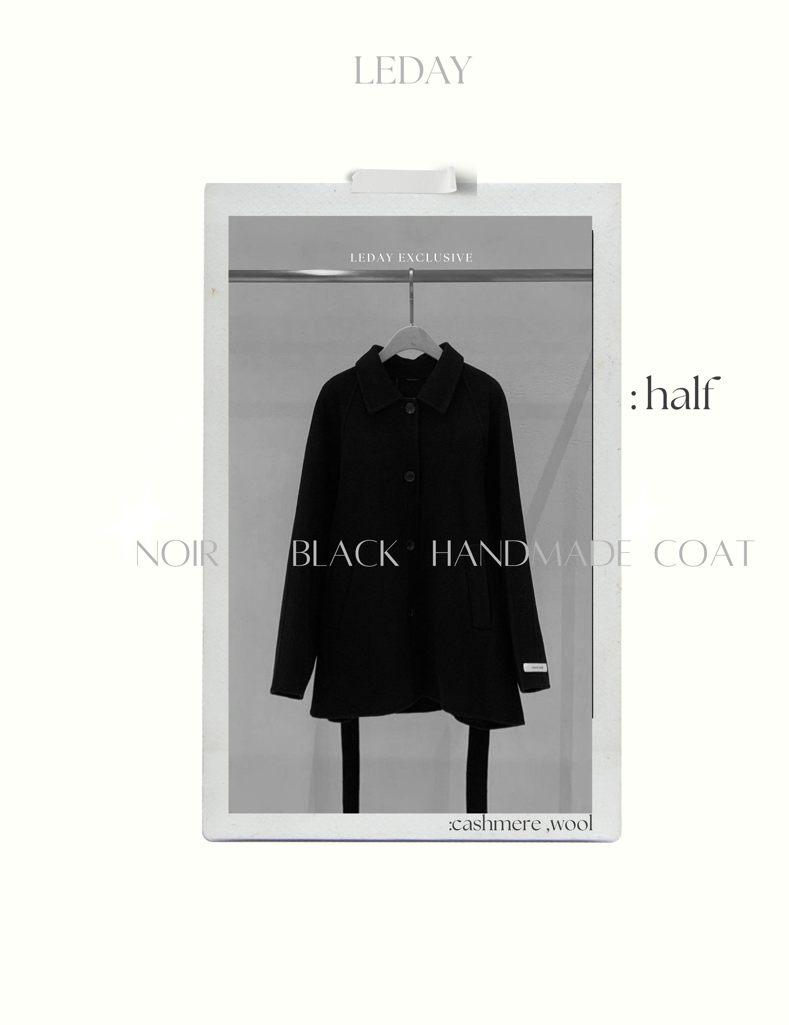 leday ハーフコート handmade 黒 - スプリングコート