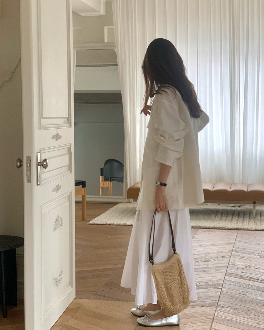 Chole linen single half jacket-2col