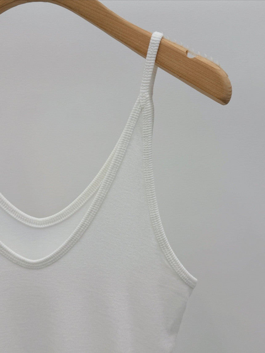 Grow tencel u neck sleevelss-4col