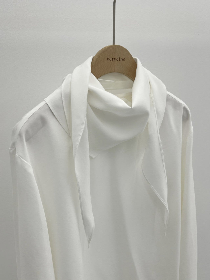 Luna brushed tencel scarf blouse-2col