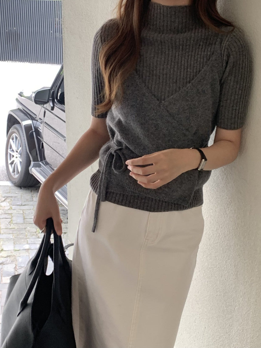 cashmere mockneck half knit-5col