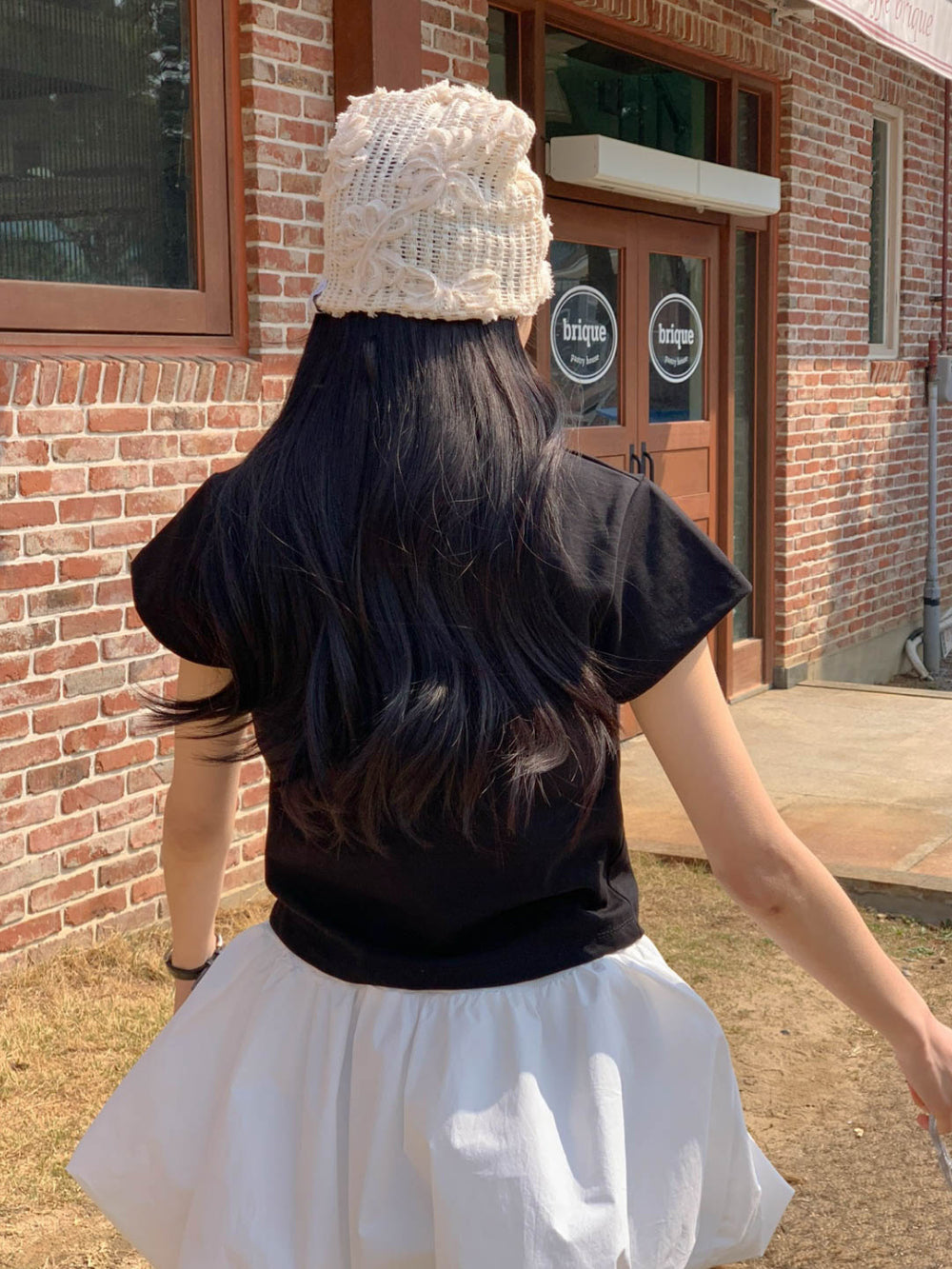 ivory即納 Baige semi crop T-4col