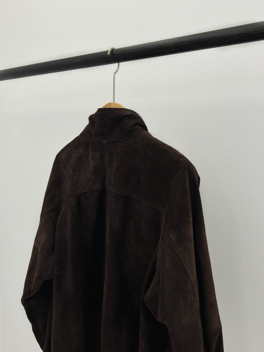 Reuven high neck pig leather suede jacket-2col
