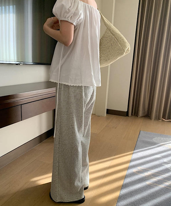 linen puff blouse-2col