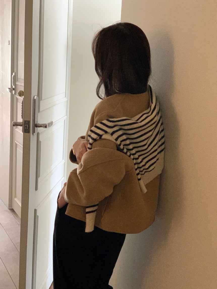 collarless handmade wool jacket-2col