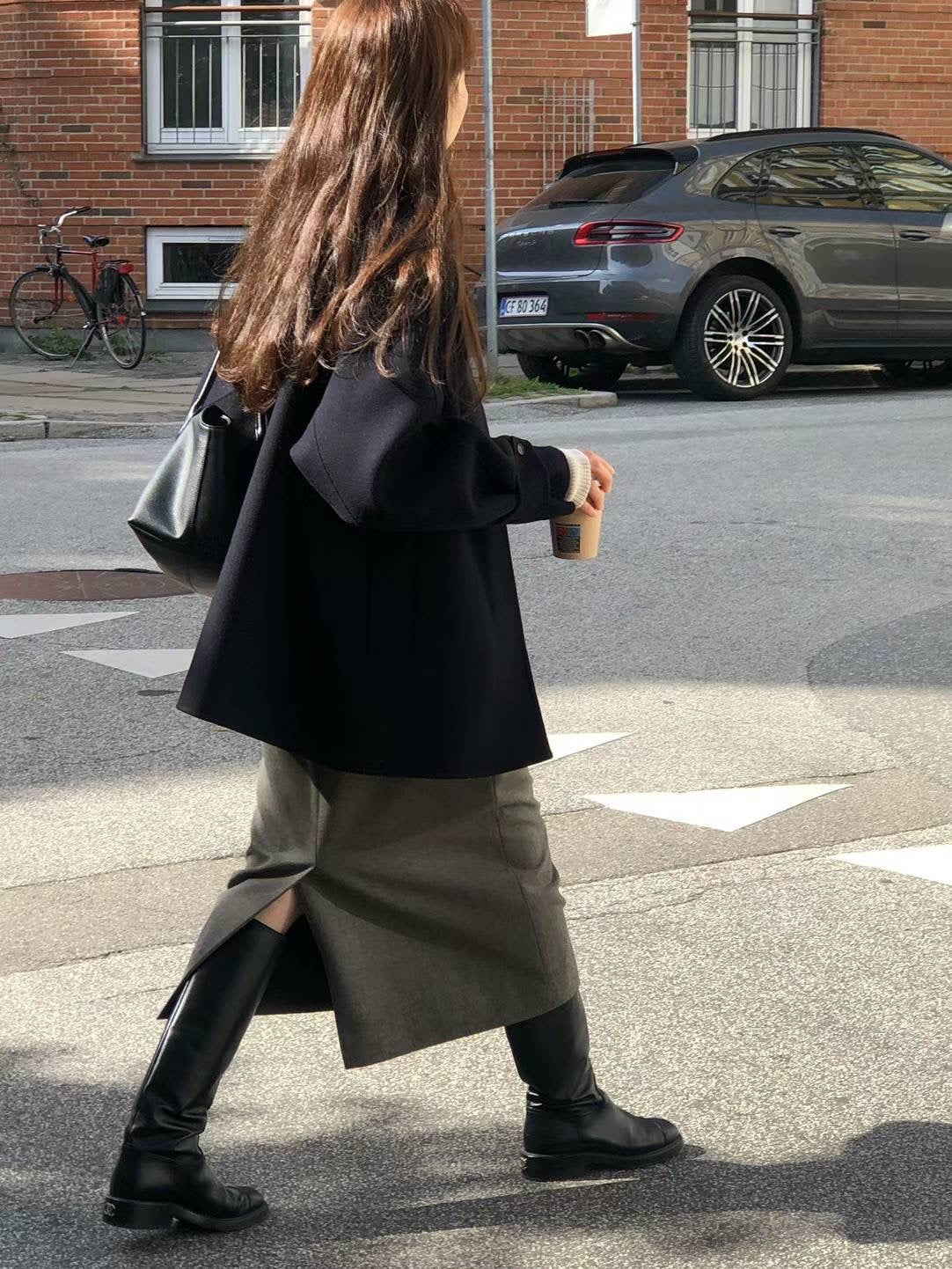 Ounce cashmere half handmade coat-2col