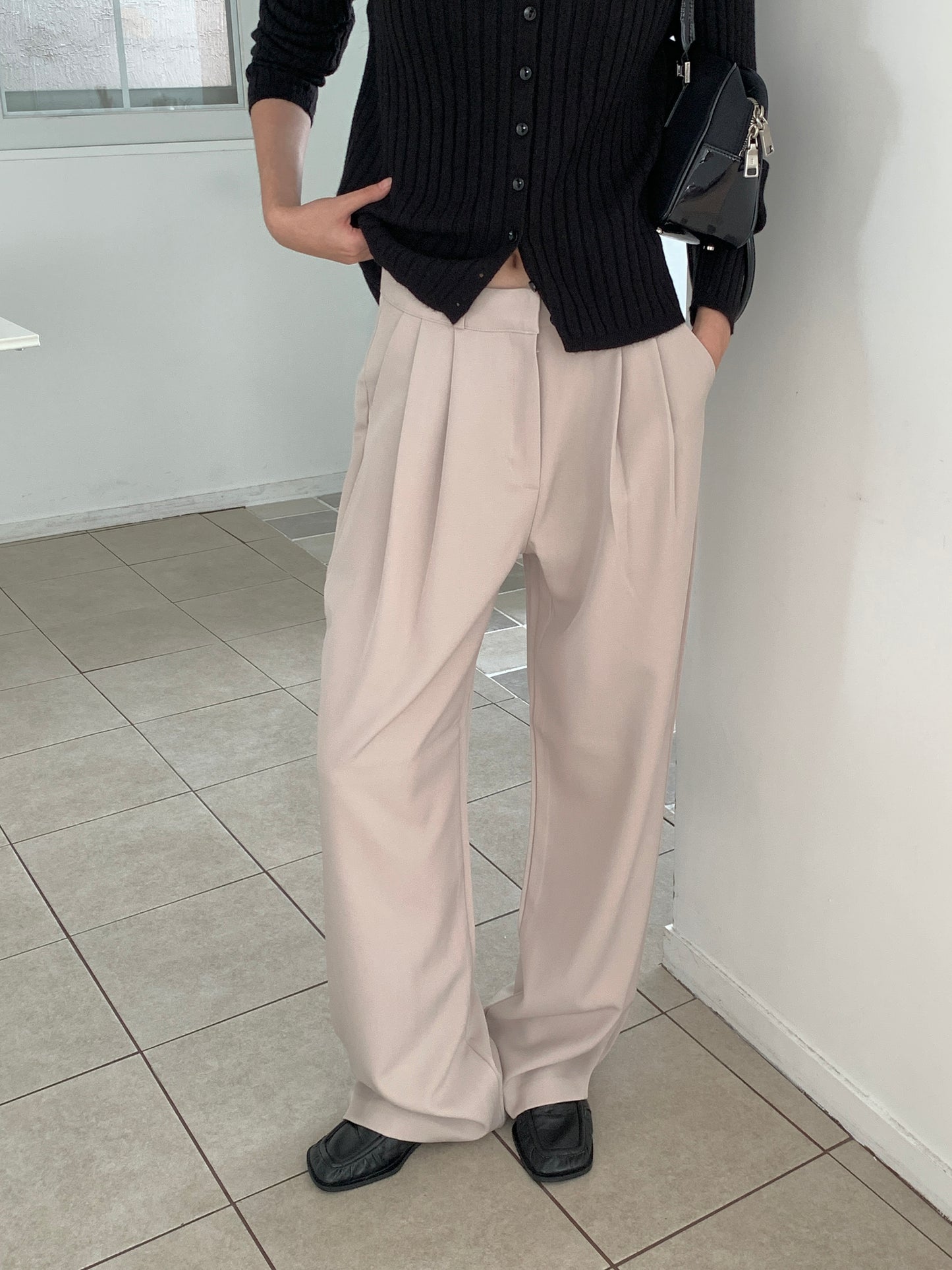 Fw two-pin tuck wide slacks-5colショート丈あり