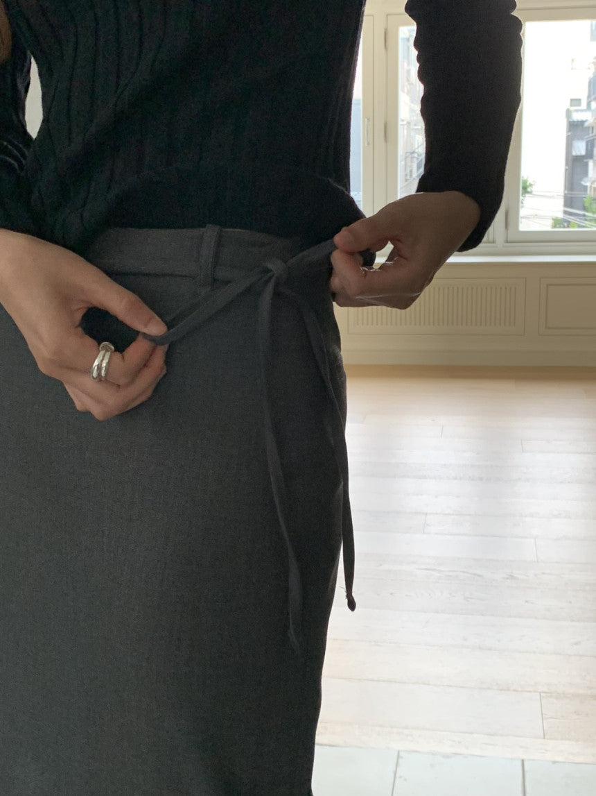 Rouen wool strap h-line skirt-3col