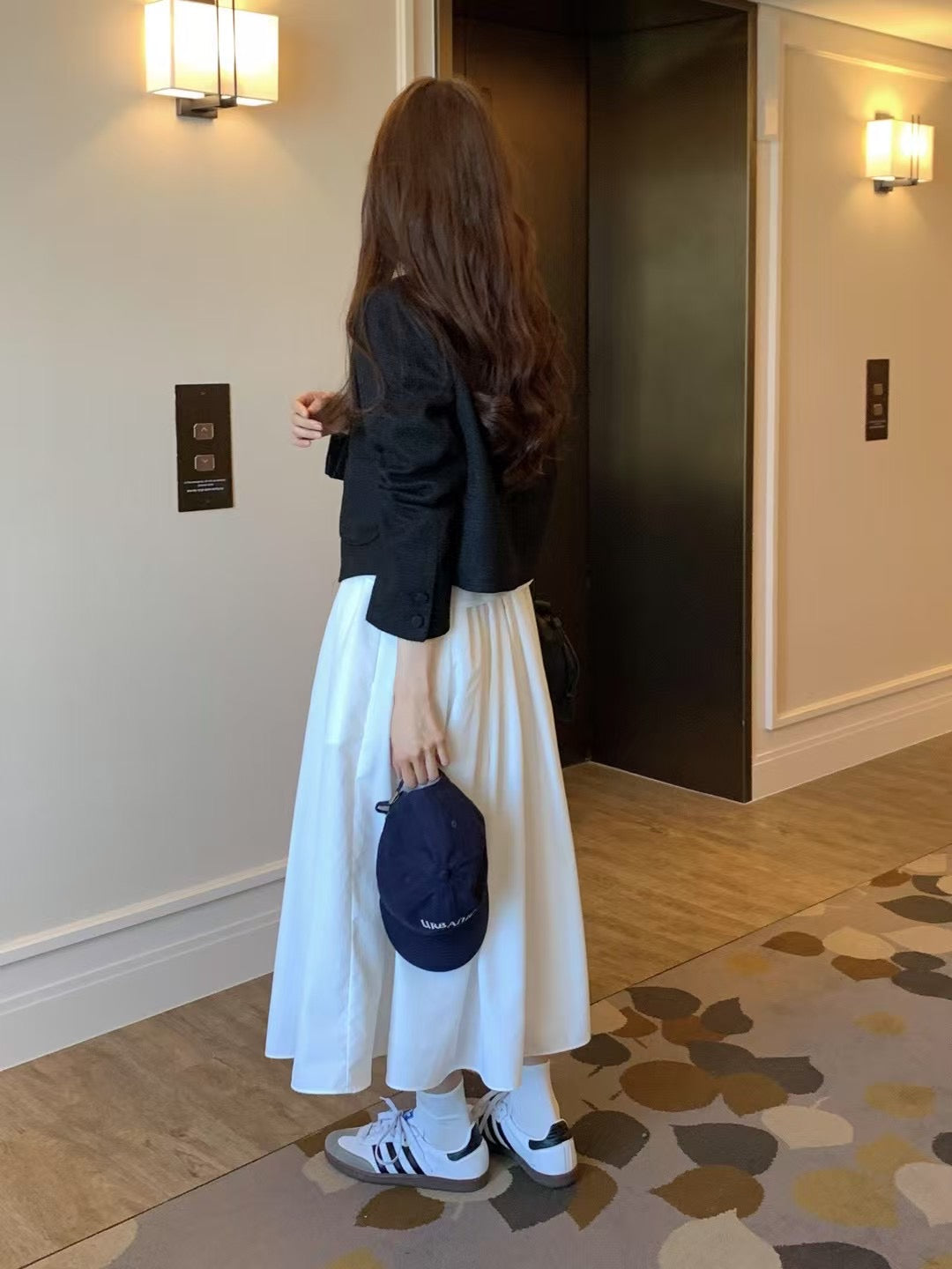 Seryo long pleats banding skirt