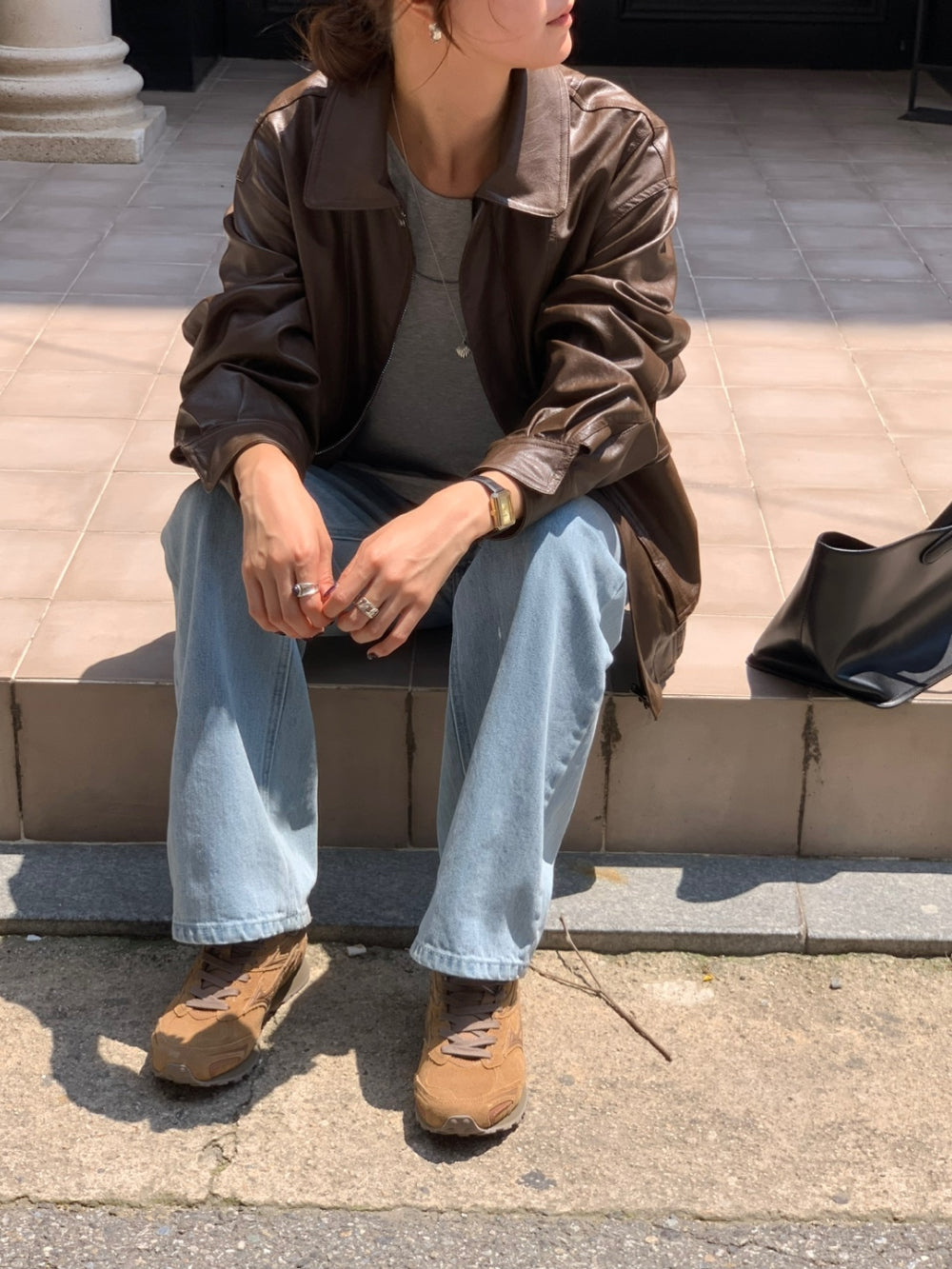 Mud leather jacket-2col