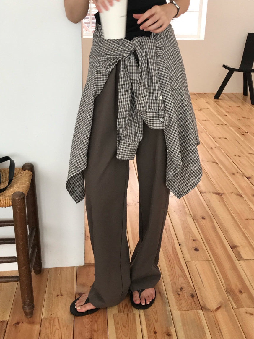 Essential semi wide banding pants-4col