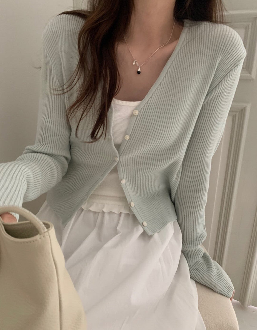 Fw Pebble rib cardigan-5col