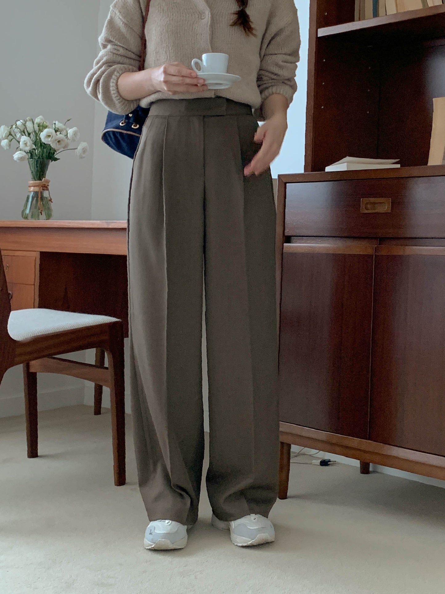 Fw one pintuck semi-wide slacks-3col ショート丈あり