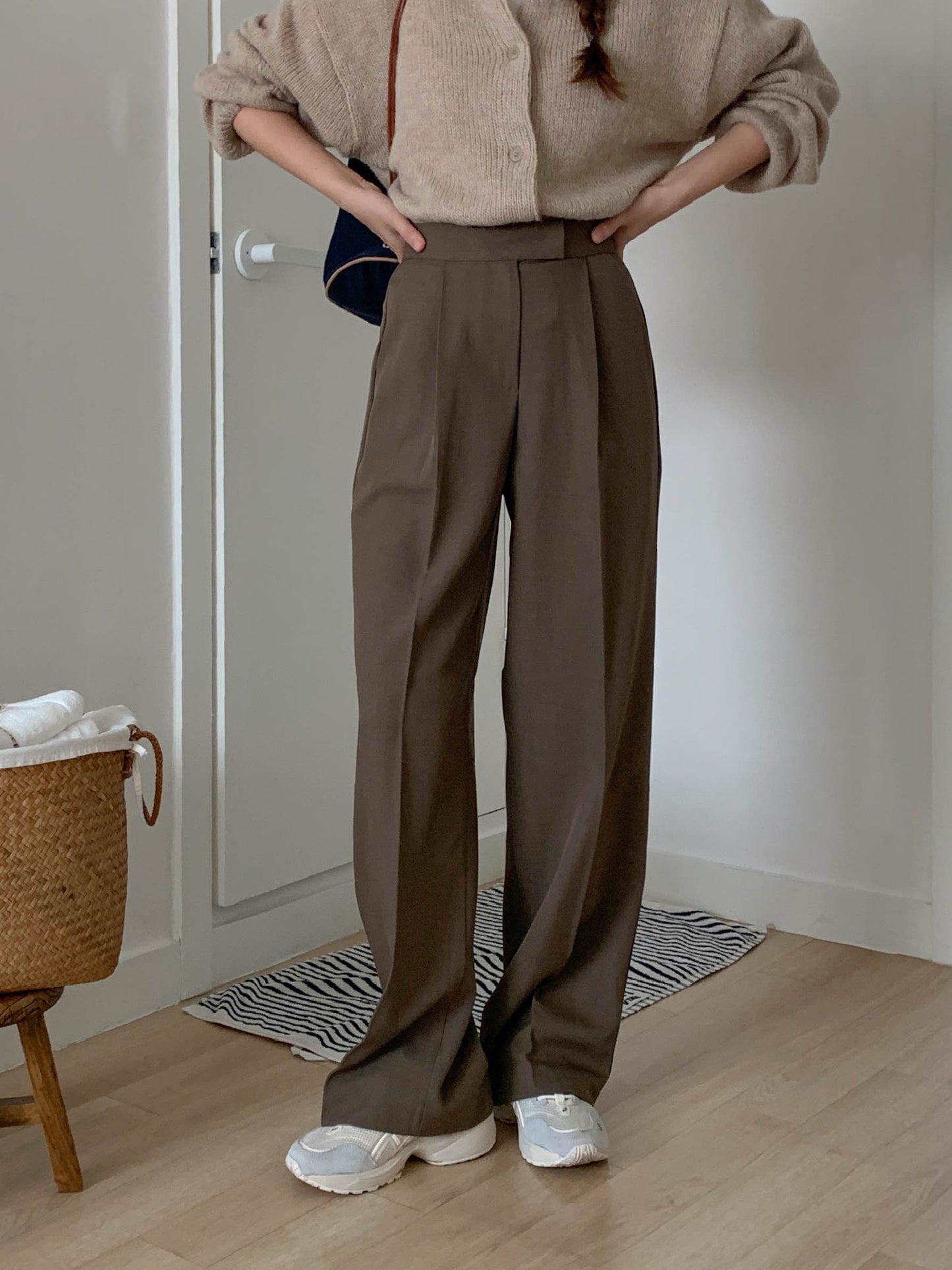 Fw one pintuck semi-wide slacks-3col ショート丈あり