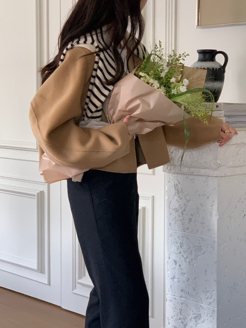 collarless handmade wool jacket-2col