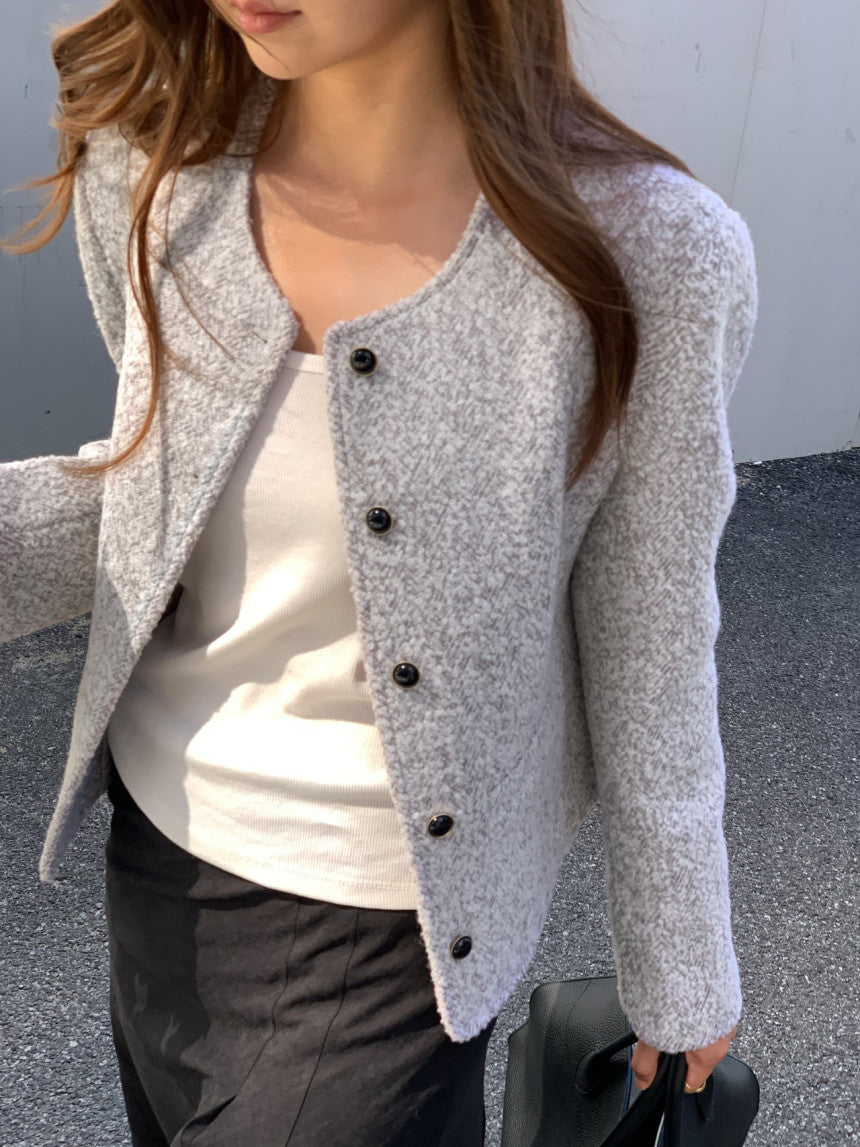 Blanc wool boucle tweed jacket-2col