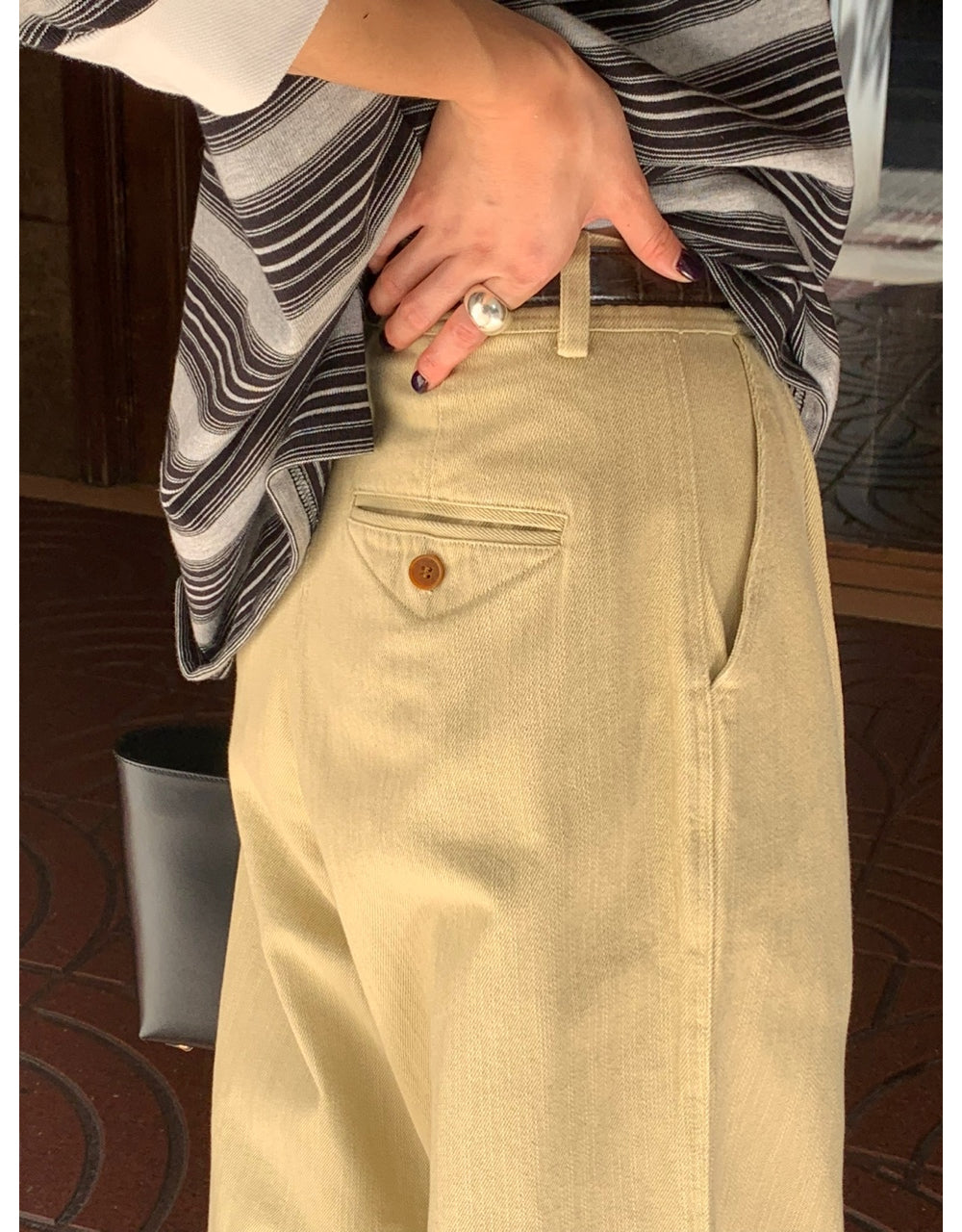 Point cotton pants-2col