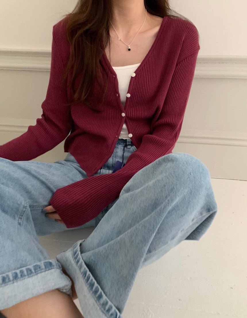 Fw Pebble rib cardigan-5col