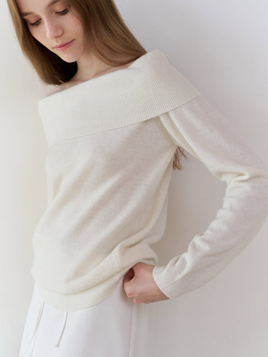 Rumi cashmere off shoulder knit-3col