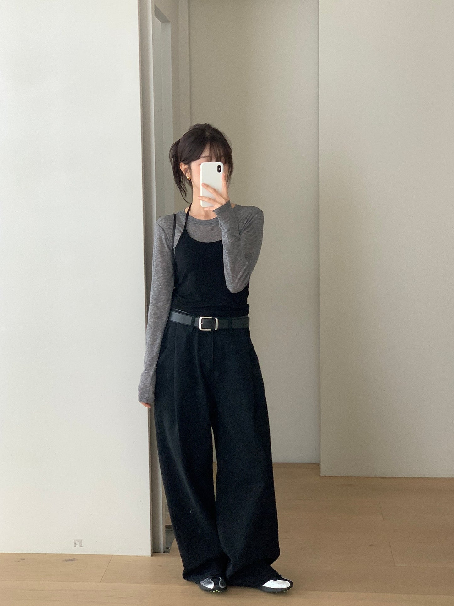 pintuck wide denim