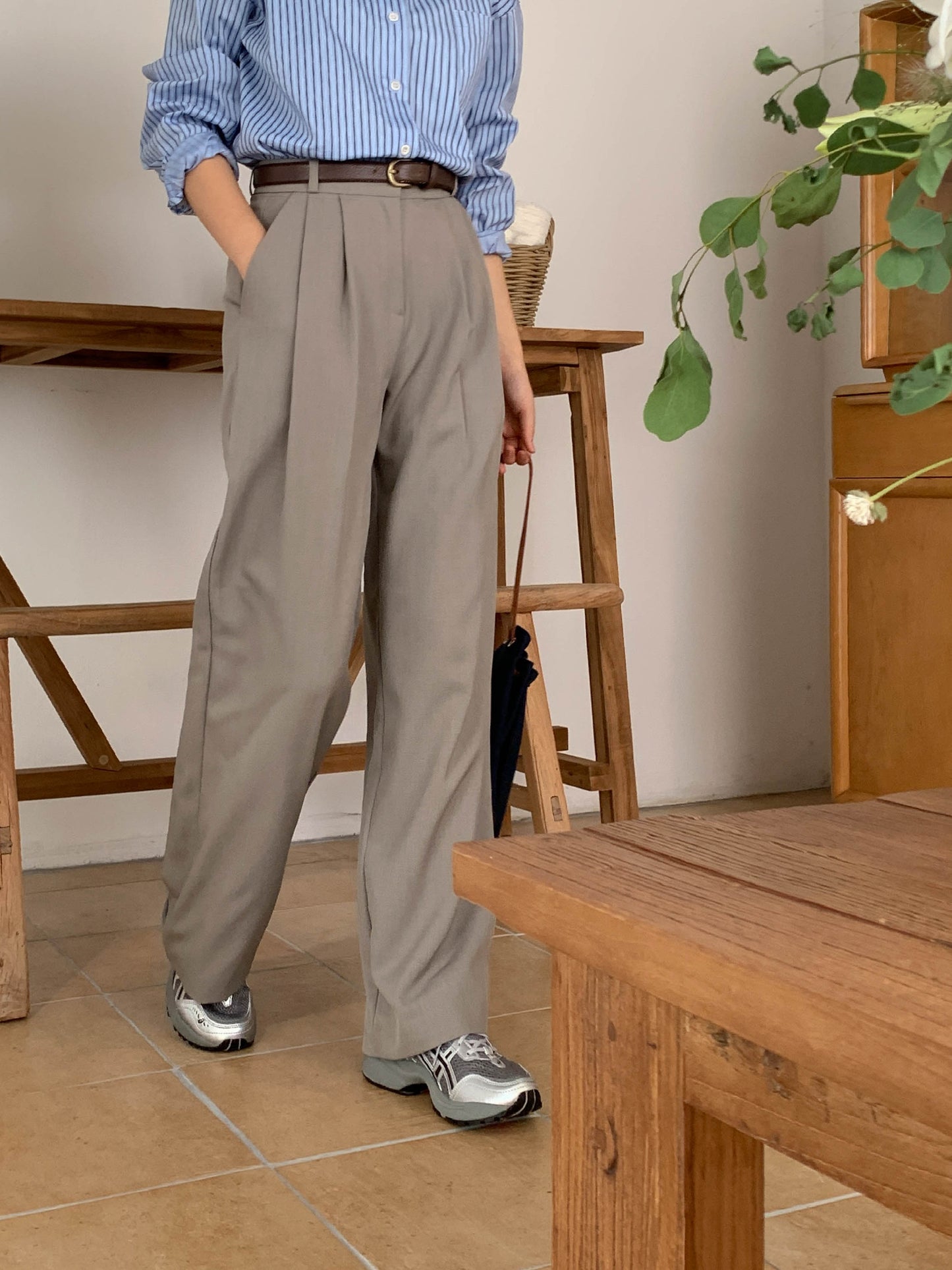 Fw two-pin tuck wide slacks-5colショート丈あり