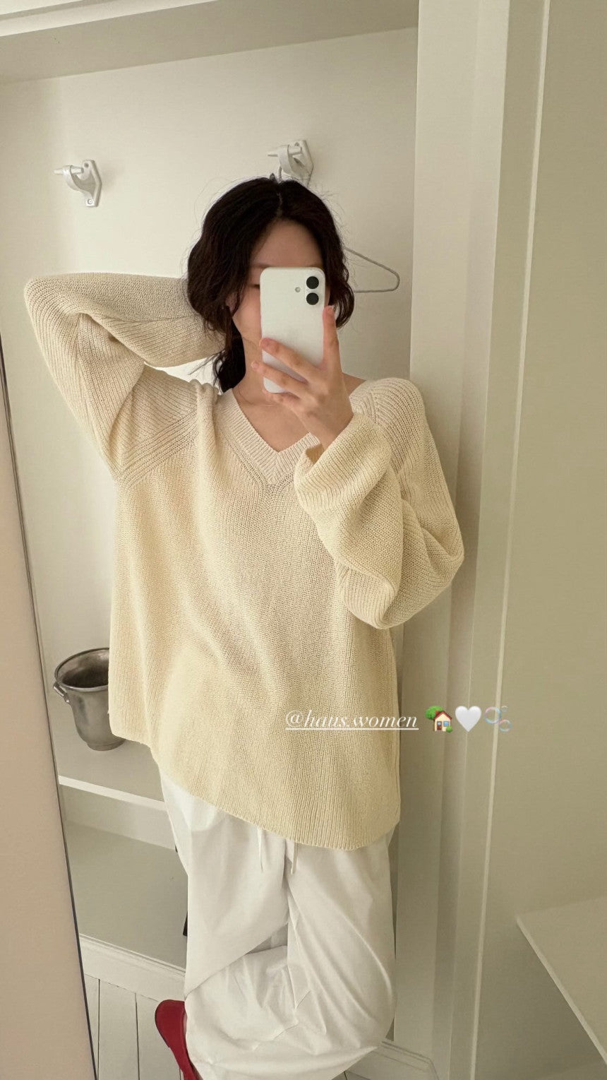 cream即納 Haus fani loose fit knit-3col