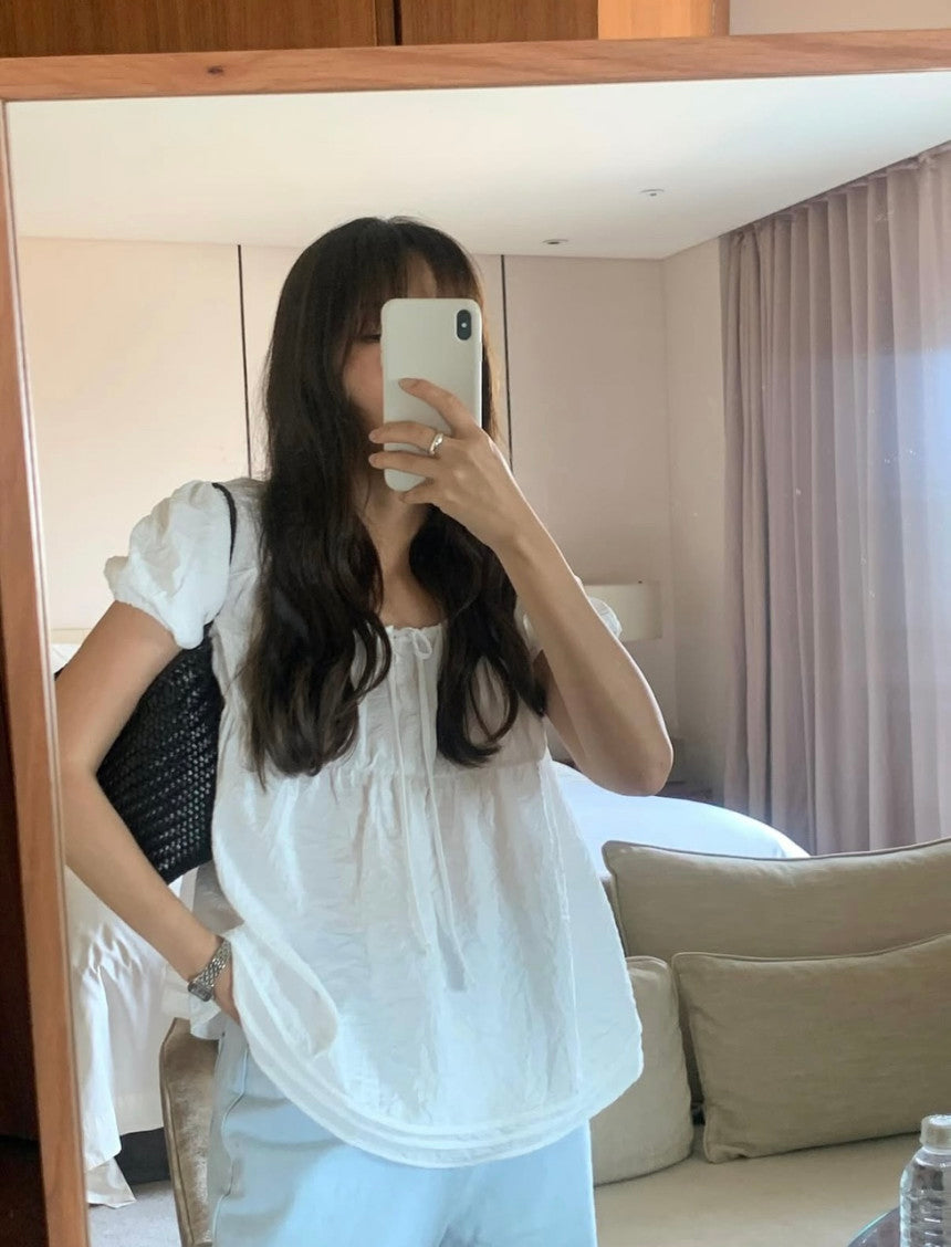 liter violet shrring blouse-2col