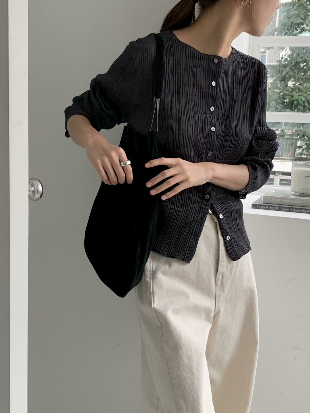 pleats cardigan-3col