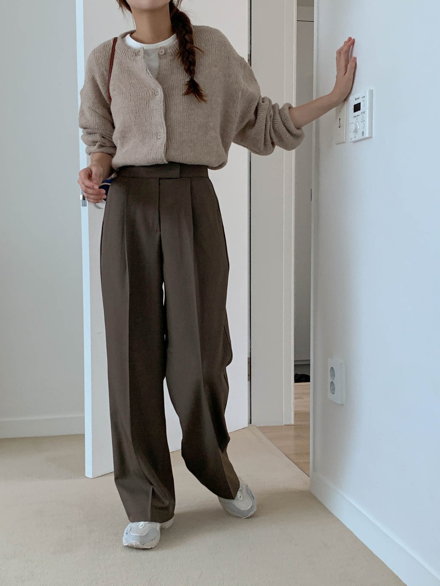 Fw one pintuck semi-wide slacks-3col ショート丈あり