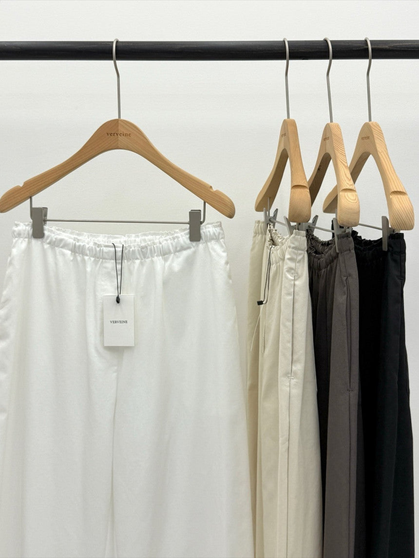 Essential semi wide banding pants-4col