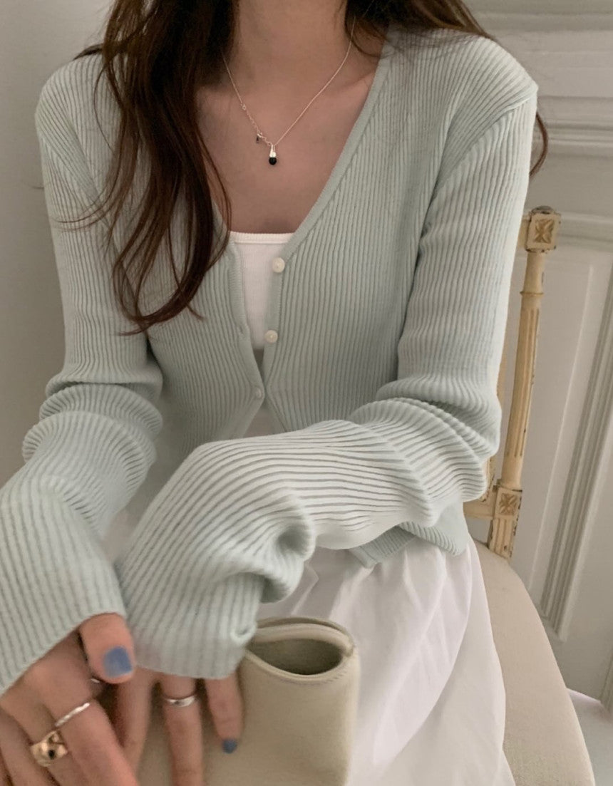 Fw Pebble rib cardigan-5col