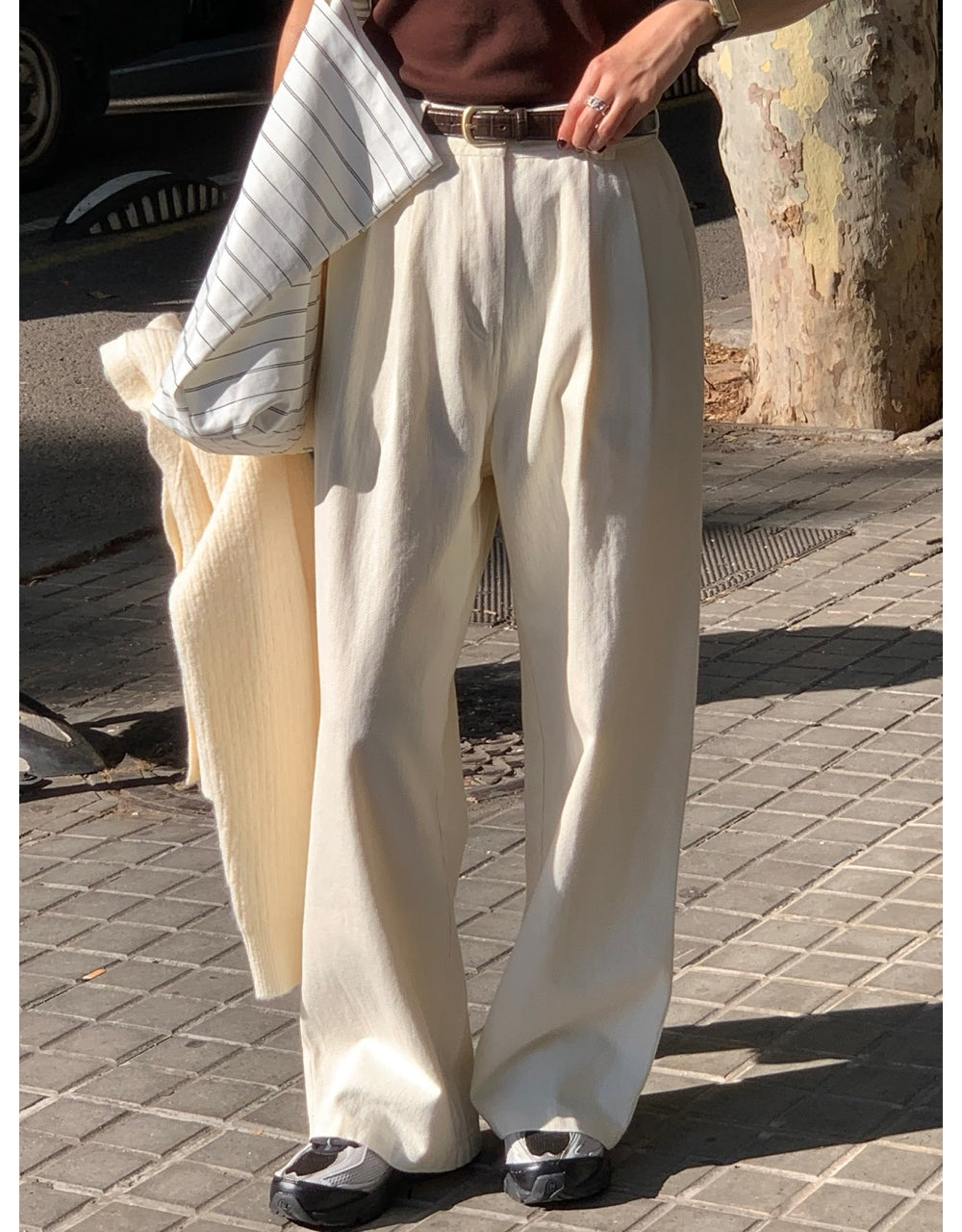 Point cotton pants-2col