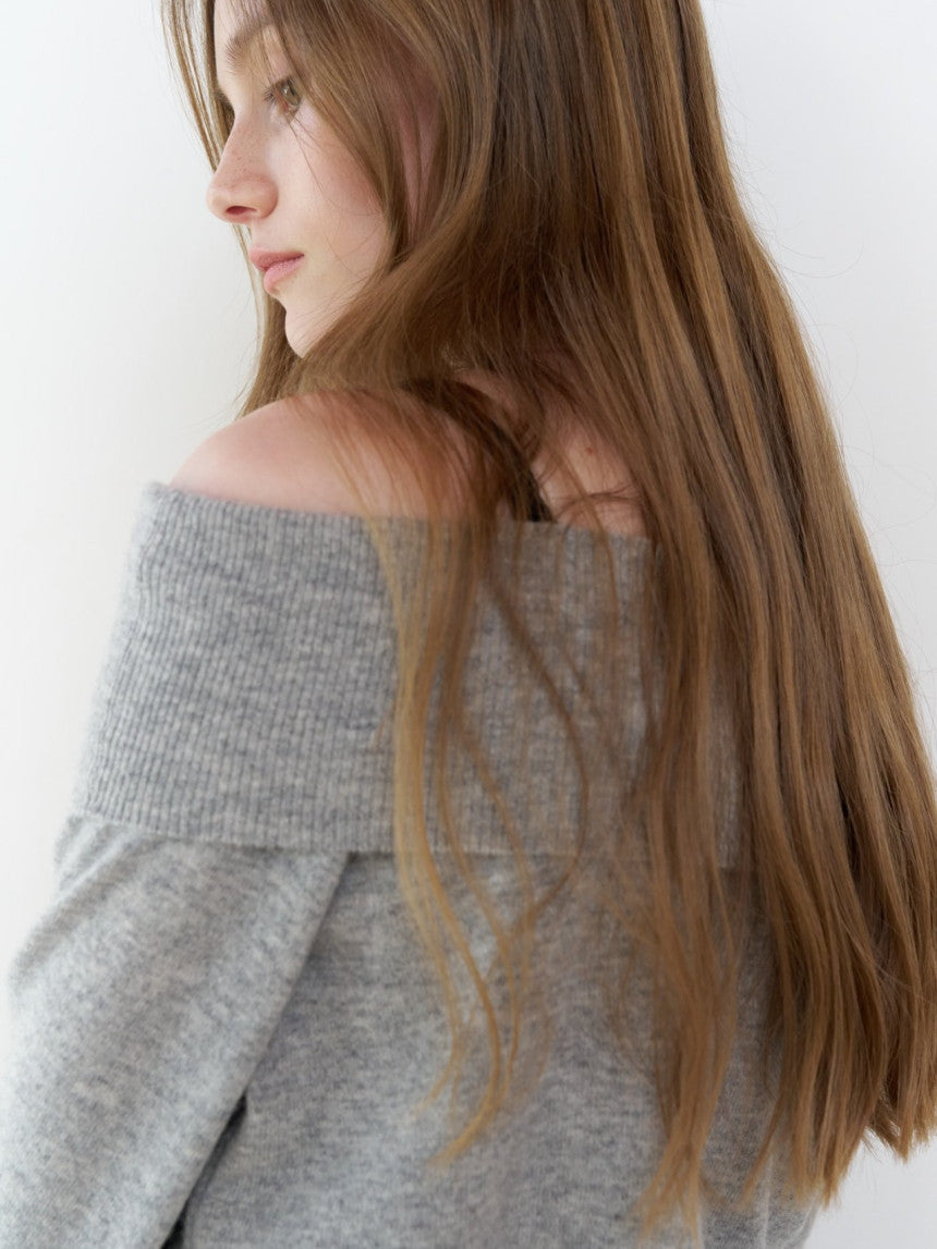Rumi cashmere off shoulder knit-3col