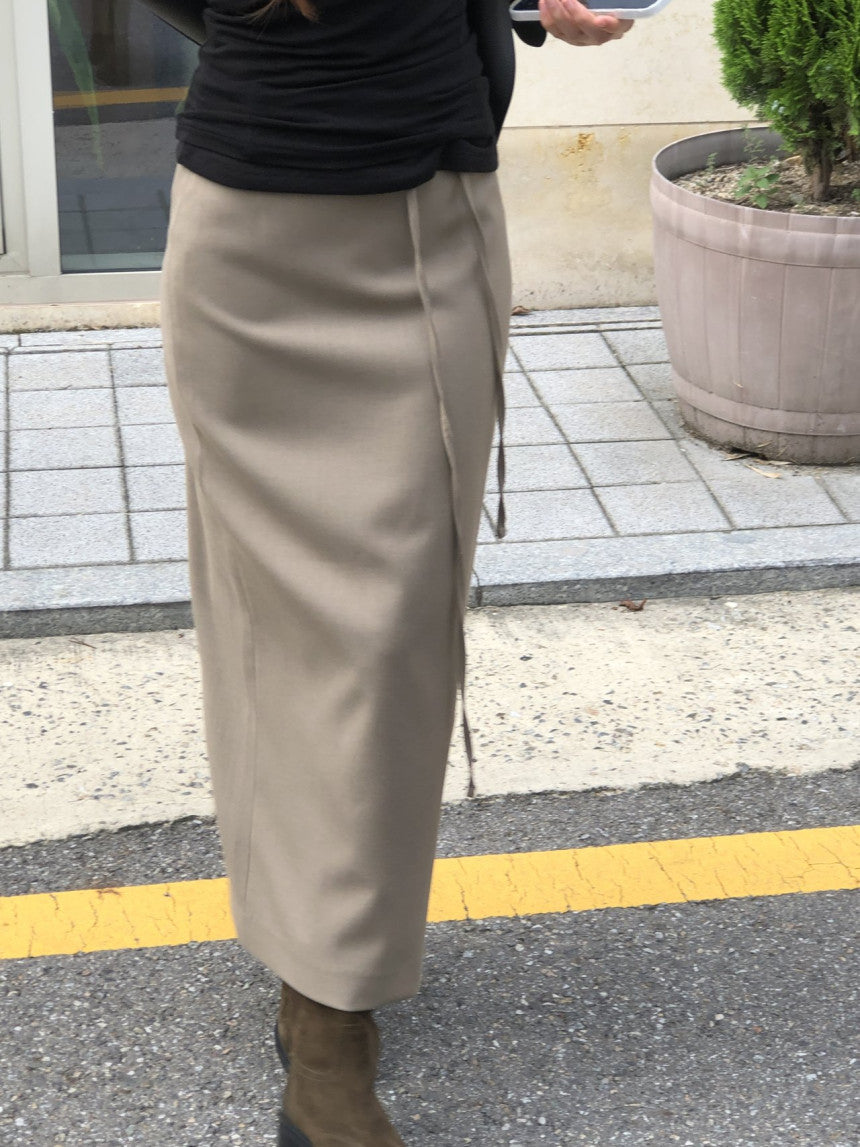 Rouen wool strap h-line skirt-3col
