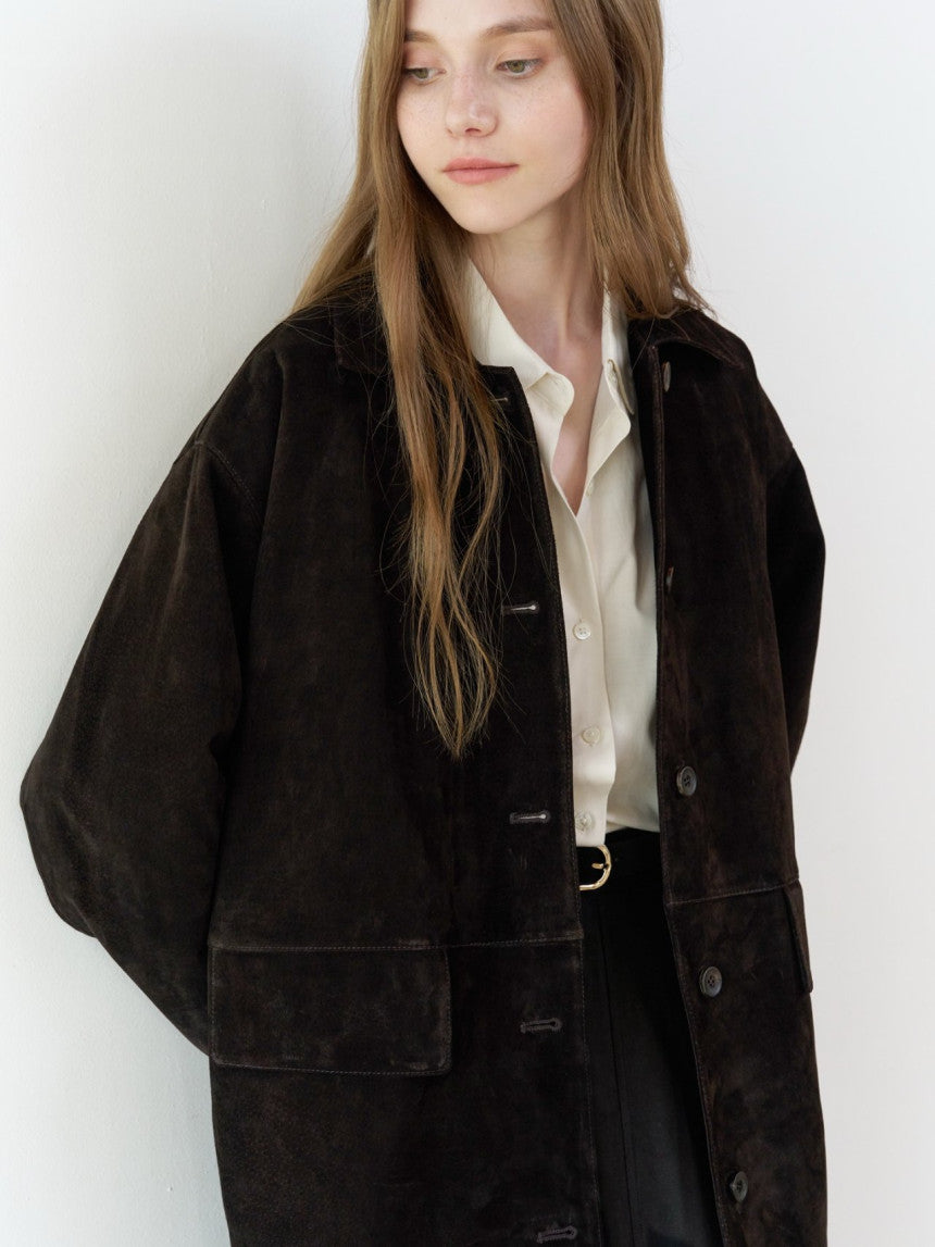 Louise pig leather suede half jacket-2col
