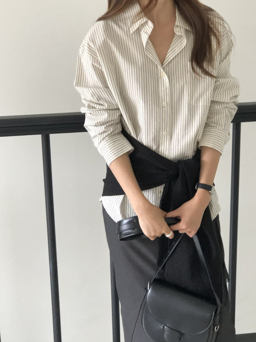 Ore pin stripe shirt-2col